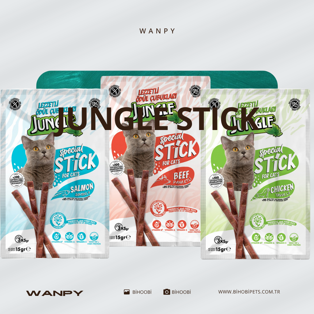 Jungle Special Stick Kedi Ödül Çubuğu 15g (3x5g) - Lezzetli Ödül Çubukları