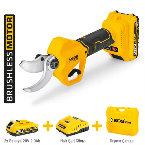 AKÜLÜ BAĞ BUDAMA MAKASI 20V 2*2.0 Ah 32 mm (KÖMÜRSÜZ MOTOR)