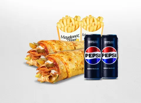 2'li Tavuk Döner Medium Dürüm Menü