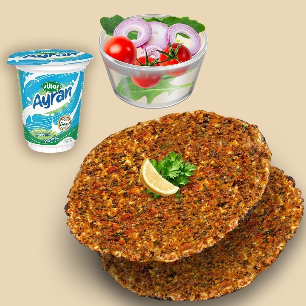 Kıvamında Menü 1 (2’li Lahmacun ) - Bol Malzemeli, Ayranlı Menü