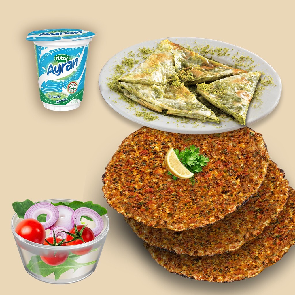 Doyasıya Menü 3 (3’lü Lahmacun + Katmer) - Bol Lezzet Menü