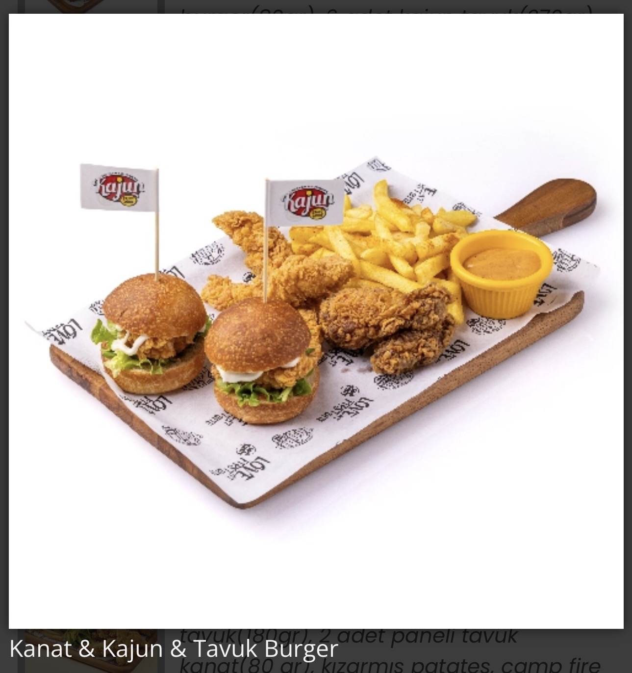 Kanat & Kajun & Tavuk Burger