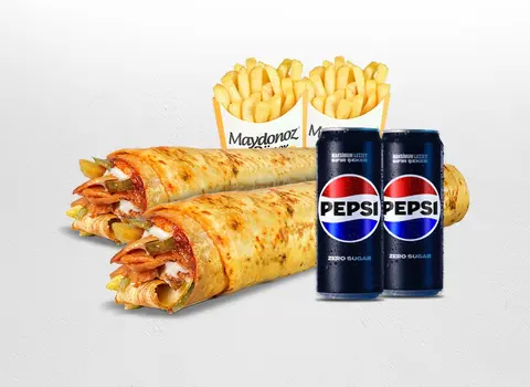 2'li Tavuk Döner Large Dürüm (45 cm.) Menü