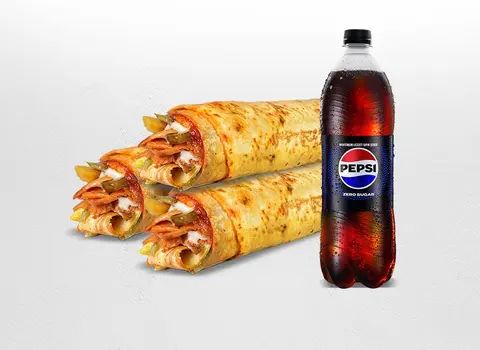 3'lü Tavuk Döner Medium Dürüm Menü