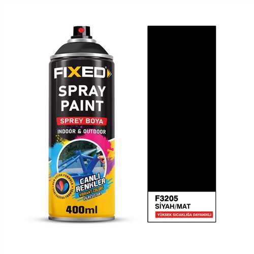 SPREY BOYA AKRİLİK - SİYAH/MAT YÜKSEK ISIYA DAYANIKLI 320GR 400ML(400°C)
