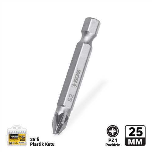 POZİDRİV UÇLU BİTS S2 PZ1*25mm Sand-Pro Series