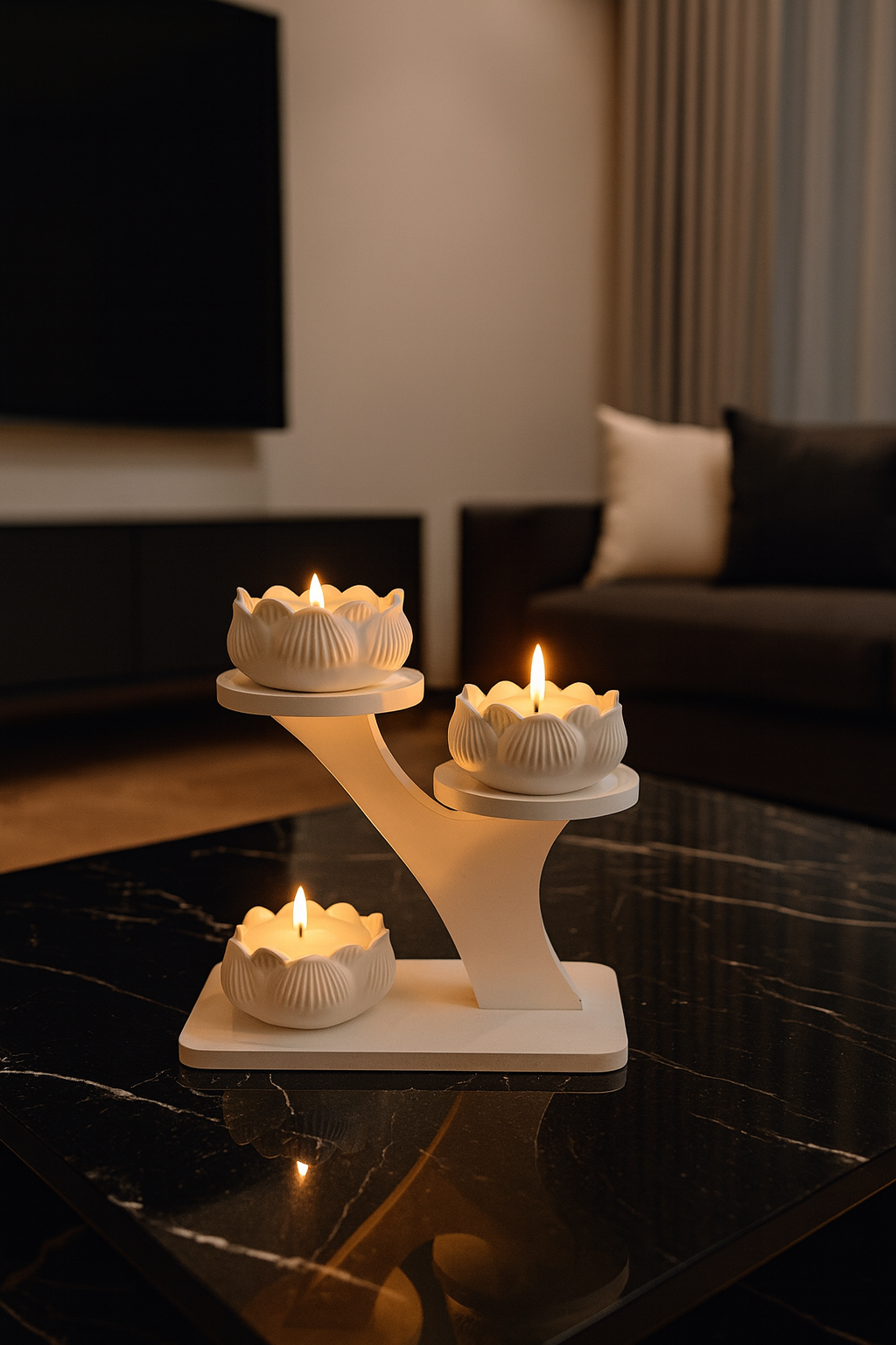Lotus Stantlı Mumluk Set