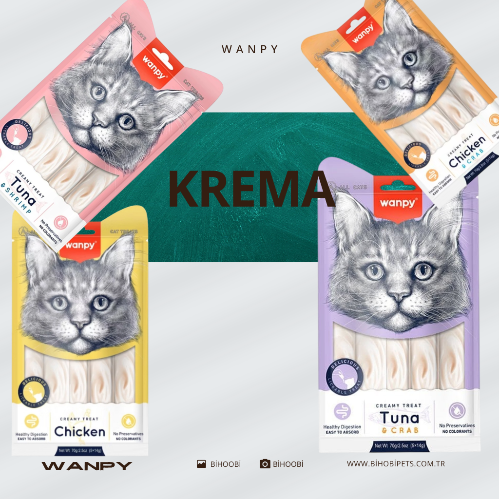 Wanpy Creamy Treat Sıvı Kedi Ödül Maması 70g (5x14g) - Krema Gurme Serisi