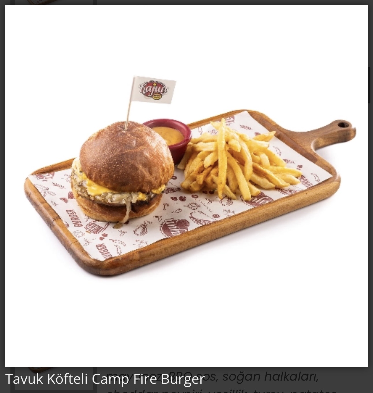 Tavuk Köfteli Camp Fire Burger
