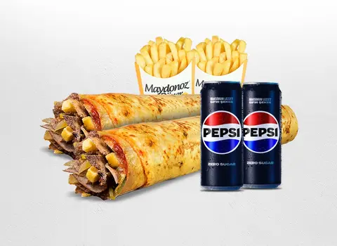 2'li Et Döner Large Dürüm (45 cm.) Menü